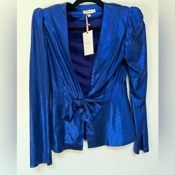 Koko & K London Cobalt Plisse Top with shoulder pads Size 2 - Picture 1 of 9